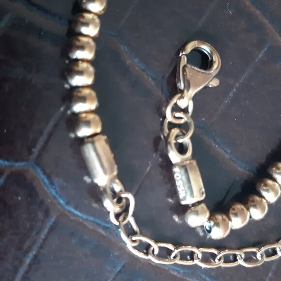 Fossil Rose Gold Plated 6 Inch Single Strand Bracelet, Signed - Picture 8 of 11